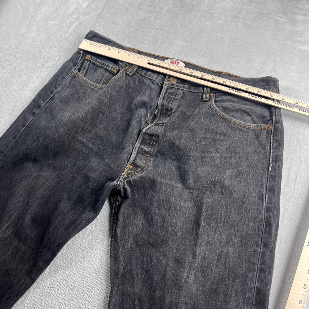 Levis 501 Mens Straight Leg Button Fly Faded Black Jeans 40x32 100% Cotton - Picture 6 of 13